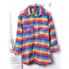 Amanda49 Concise Lapel Double-Pocket Grid Style Chromatic Colour Long Sleeves Shirt For Men