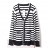 Amanda49 New Arrived Korea Style Stripes Double-Pocket Long Sleeves Coat For Men