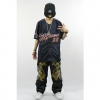 Amanda49 Hip Hop Style Comfortable and Ventilate V-Neckline Letters Printing Dark Blue Polyster Short Sleeve Jersey