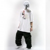 Amanda49 Hip Hop Style Street Fashion Facial Masks Embroidered Round Neckline Cotton + Ramie Short Sleeve T-Shirt