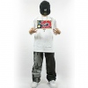 Amanda49 Hip Hop Style Street Fashion Worm Embroidered Round Neckline Cotton + Ramie Short Sleeve T-Shirt