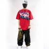 Amanda49 Hip Hop Style Street Fashion Multi-Colored Letters Printing Round Neckline Elastic Cotton T-Shirt