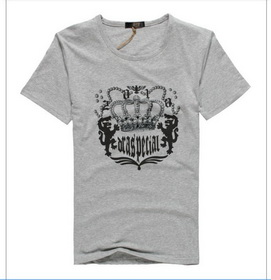 Amanda49 Hip Hop Style Street Fashion CrownHolder Printing Round Neckline Elastic Cotton Short Sleeve T-Shirt