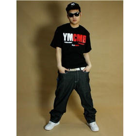 Amanda49 Hip Hop Style Street Fashion Vertical Letters Round Neckline Elastic Cotton Short Sleeve T-Shirt