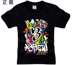 Amanda49 Hip Hop Style Street Fashion Colorful Fabric Stickers Embellished Round Neckline Elastic Cotton T-Shirt