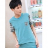 Amanda49 Stylish Round Neckline Special Pocket Sleeves Cotton T-Shirt For Men