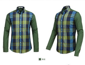 Amanda49 Popular Grid Style Long Sleeves Cotton Blouse For Men