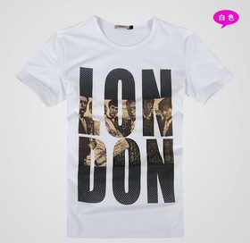 Amanda49 Leisure Round Neckline Letter Printed White Sleeves Cotton T-Shirt For Men
