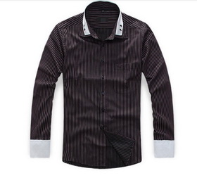 Amanda49 Leisure Stripes Long Sleeves Cotton Blouse For Men