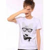 Amanda49 Comedy Round Neckline Dog Embellished White Sleeves Cotton T-Shirt For Men