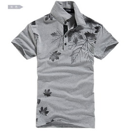 Amanda49 Fashionable British Style Lapel Cotton T-shirt For Men