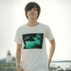 Amanda49 Popular Round Neckline Forest Printed White Sleeves Cotton T-Shirt For Men