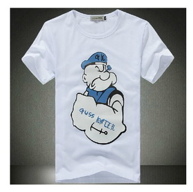 Amanda49 Cute and Funny Round Neckline Cartoon Printed White Sleeves Cotton Fabric T-Shirt For Men