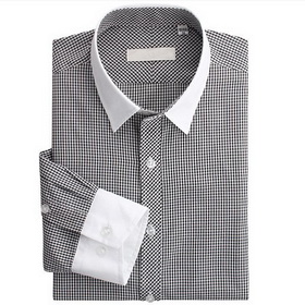 Amanda49 New Arrival Casual Style Decent White Edge Houndstooth Long Sleeve Shirt For Men