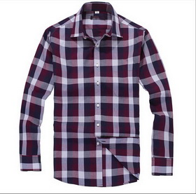 Amanda49 Decent and Single-Breasted Long Sleeve Purple Plaid Shirt For Men