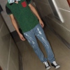Amanda49 Fashionable Broken Hole Splash-Ink Style Cotton+Jeans Long Trousers For Men