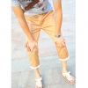 Amanda49 Leisure and Slim Khaki Cotton Three Quarter Pants For Men