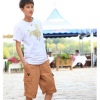 Amanda49 Casual Many Pockets Design Cotton Quarter Trousers For Men