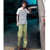 Amanda49 Fashionable Splash-Ink Style Light Green Cotton Long Trousers For Men