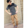Amanda49 National and Fashionable School Style Pocket Embellished Khaki Long Trousers For Men