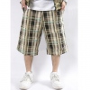 Amanda49 Fashion Hip Hop Style Casual Checker Pattern Drawnstring Design Middle Pattern Overalls