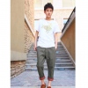 Amanda49 Casual Red Grid Hem Nine Minutes of Pants For Men