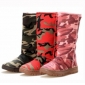 Women's Camouflage Canvas Flat Winter Knee High Boots
