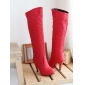 Women's Denim Canvas Rivet High-heeled Platform Knee High Boots
