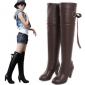 PU Leather Bead Ribbon High-heeled Thigh-High Knight Boots