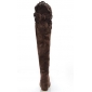 Sweet Lace Flat PU Leather Thigh-High Boots