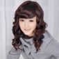 Wine Red Neat Bang Long Curly Party Wigs