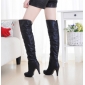 Lady Retro British-style Roman High-heeled Platform Thigh-High Boots