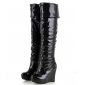 Shiny Patent Leather Sexy Pole Dancing Wedge Thigh-High Boots