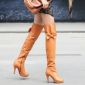 Womens' Western Style Elegant Retro Bow High-heeled Platform Thigh-High Boots