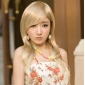 Japanese Inclined Bang Flax Color Temperament OL Type Curly Wigs