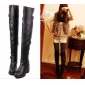 Ultra-stylish Double Buckle Can Fold Belt Buckle Flat Bottom Thigh High Boots