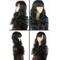 European and American Style Inclined Bang Long Curly Black Full Lace Wigs