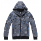 Men's Korean Plus Thick Velvet Warm Stars Printed Zipper Even Cap Jacket