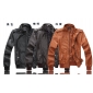 Men's PU Leather Epaulet Flip Pocket Zipper Collar Jackets