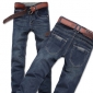 Men's Navy Blue Korean Straight Legs Thicker Jeans