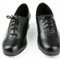 PU Leather Unisex Lace-up Black Tap Shoes