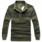 Men's Band Collar Cotton Stripe Long Sleeve Tops T-shirt
