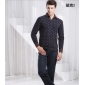 Men's Plus Velvet Thick Warm Band Collar Long Sleeve Tops Shirt