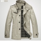 Men's Full Length Band Collar British Style Spring and Autumn Button Jackets