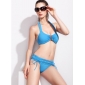 Women's Pure Blue U Style Bikini Style Halter Sexy Lingerie