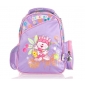 Purple Cartton Images on Kids Backpack Import of Zipper Non-woven Backpacks