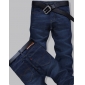 Men's Slim Korean Straight Legs Navy Blue Jeans