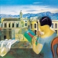 Woman Sit by the Window of Figueras Abstract on Canvas Painting Frameless Oil Painting