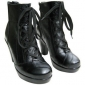 Women's First Layer of Leather High-heeled Side Zipper Lace-up Platform Ankle Boots