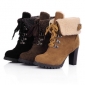 Women's High-heeled Lace-up Slim PU Belt Buckle Ankle Boots